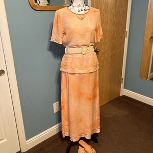 Capriccio Peach Silk Skirt Set